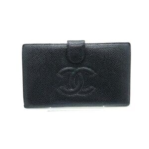 Chanel Long Wallet Black Caviar leather